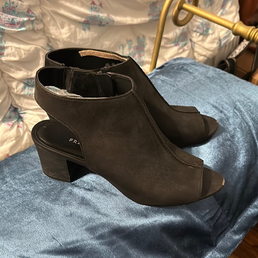 Franco Sarto Black Heeled Boots with Chunky Heel